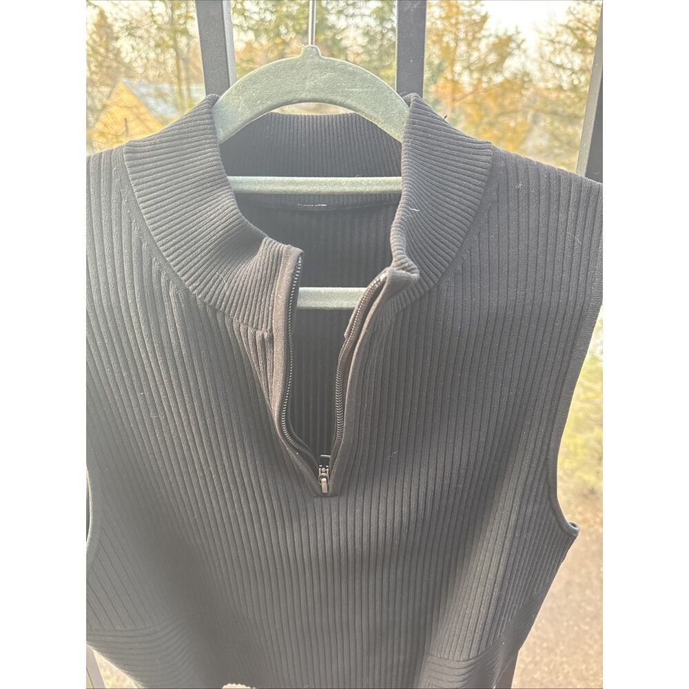 Lululemon Open Back Half-Zip Sweater Sleeveless Tank Obsidian Black Size XL - Picture 3 of 9